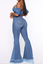 High Rise Two Tone Flare Jeans