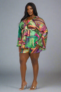 To The Tropics Kimono Short Set - Plus