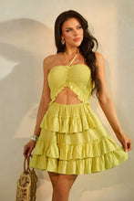 Away With Me Ruffled Halter Mini Dress