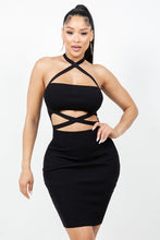 Confident Beauty Crisscross Halter Mini Dress