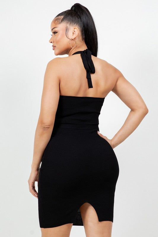 Confident Beauty Crisscross Halter Mini Dress Small / Black Confident Beauty Crisscross Halter Mini Dress Small / Black