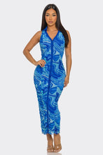 Sea Waves Swirl Print Midi Dress
