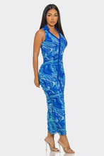 Sea Waves Swirl Print Midi Dress