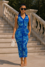 Sea Waves Swirl Print Midi Dress