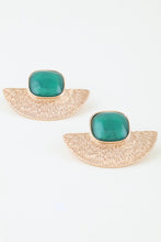 Bright Aztec Stone Half Moon Earrings