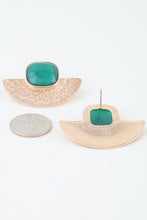 Bright Aztec Stone Half Moon Earrings
