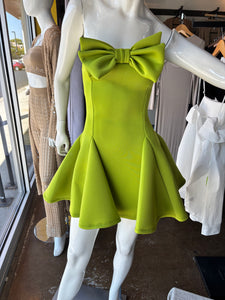 Strapless Barbie Bow Flare Mini Dress