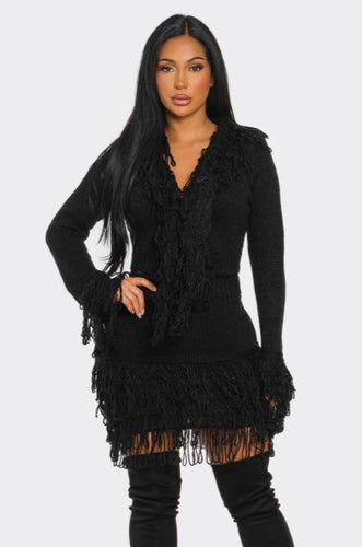 I'm Different Fringe Sweater Skirt Set