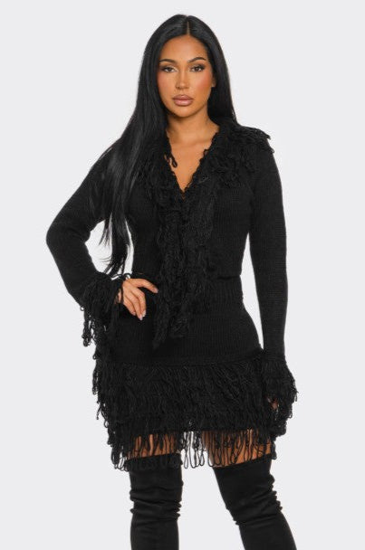 I'm Different Fringe Sweater Skirt Set