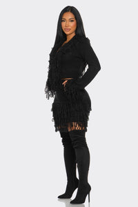 I'm Different Fringe Sweater Skirt Set