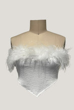 A Little Fancy Fur Trim Satin Crop Top