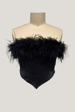 A Little Fancy Fur Trim Satin Crop Top