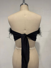 A Little Fancy Fur Trim Satin Crop Top