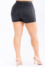 High Waist Faux Leather Shorts - Plus