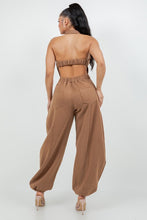 Halter Neck Button-Down Wide Leg Jumpsuit