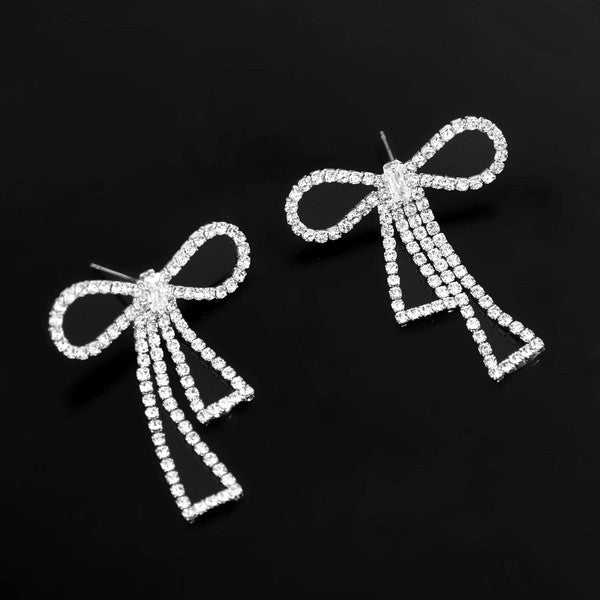 Baguette Bow Ribbon Fashion Earrings