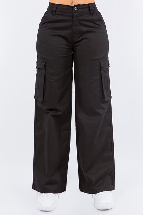 High Waist Cargo Wide Leg Pants