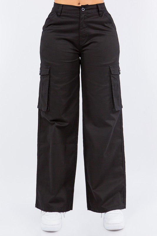 High Waist Cargo Wide Leg Pants