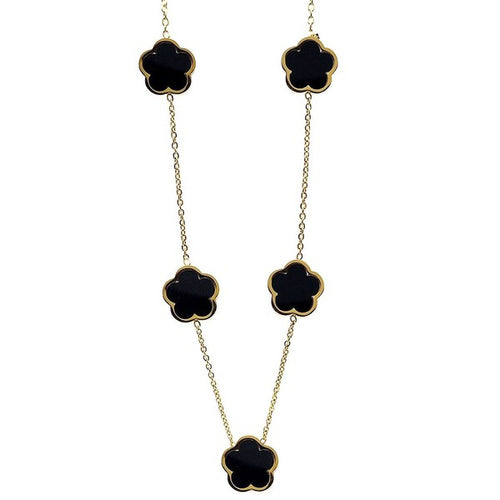 Five Leaves Clover Stainless Steel Charm Necklace