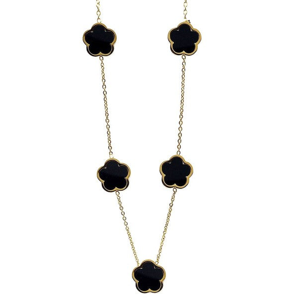 Five Leaves Clover Stainless Steel Charm Necklace