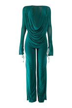Cowl Neck Long Sleeve Top & Wide Leg Pants Set