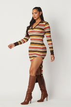 Missoni Style Collared Multi Color Maxi Dress