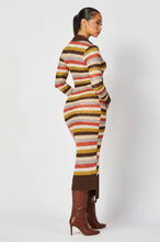Missoni Style Collared Multi Color Maxi Dress