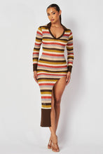 Missoni Style Collared Multi Color Maxi Dress