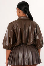 Boss Lady Puff Sleeve Cropped Leather Jacket