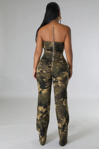 Army Fatigue Strapless Jumpsuit