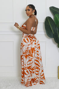 Tropical Essence Cutout Halter Maxi Dress