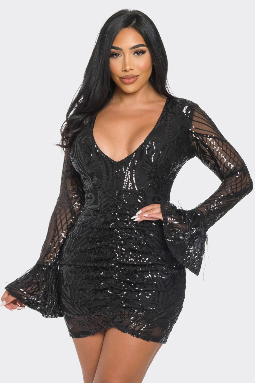 champagne showers black sequin bodycon dress Blacque Licorice Mini – Blacque Onyx Apparel Ruched bodycon