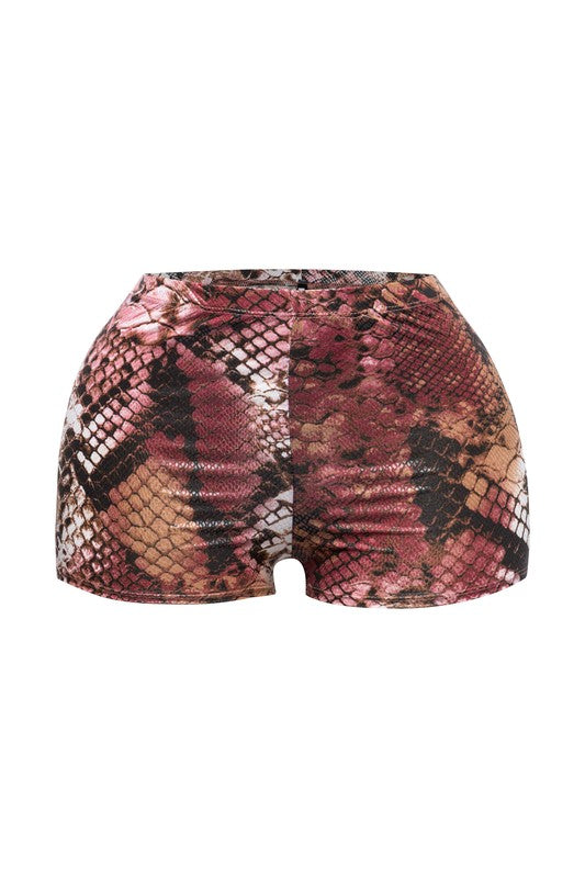 Venomous Senorita Foiled Animal Print Shorts