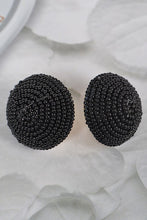 Beaded Round Button Earrings