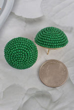 Beaded Round Button Earrings