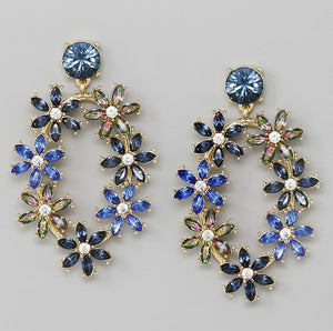 Flower Glass Stone Earrings