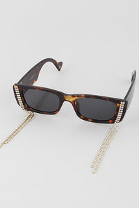 Rhinestone Drop Frame Sunglasses