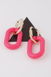 Two Toned Oval Clasp Earrings