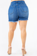 Women's High Rise Distressed Bermuda Shorts - Plus