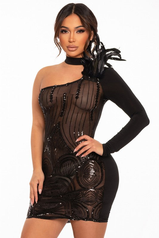 Wild Fantasy Mesh Sequin Mini Dress – Blacque Onyx Apparel