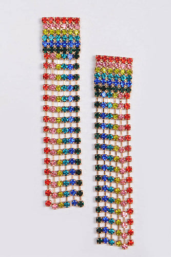 Rainbow Rhinestones Drop Earrings