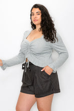 On Point Ribbed Drawstring Top - Plus