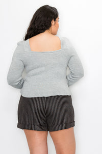 On Point Ribbed Drawstring Top - Plus