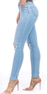 Women's Destroyed Knee High Waist Skinny Jeans