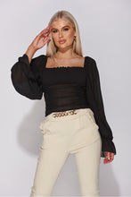 Ruched Balloon Sleeve Square Neck Top