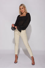 Ruched Balloon Sleeve Square Neck Top